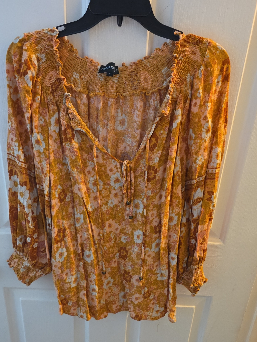 Cynthia Rowley Mustard Floral Peasant Tunic